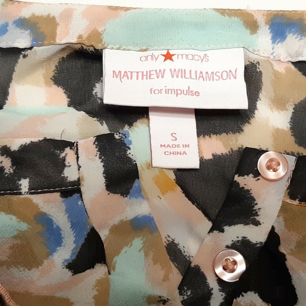 Matthew Williamson Impulse Top Womens Small Brown Leopard Print Ruffle Blouse - Picture 6 of 11